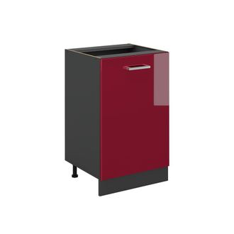Vicco Mueble Bajo De Cocina R-line, Rojo De Alto Brillo/antracita, 50 Cm Sin Encimera, Vicco