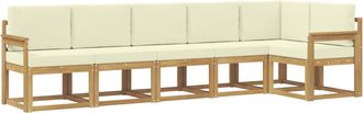 vidaXL Conjunto De Sof&aacute;s De Exterior 6 Uds. Blanco Y Crema Poli&eacute;ster Vidaxl