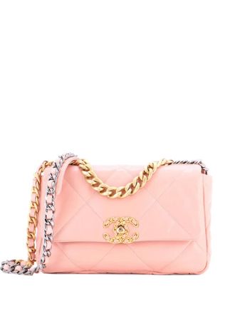Chanel 19 Flap Bag gewatteerde leren medium crossbodytas - Roze