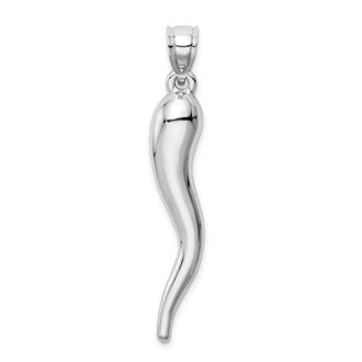 Diamond2Deal 10k White Gold Hollow Italian Horn Pendant