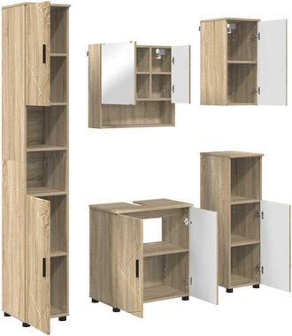 vidaXL Bathroom Furniture Set 5 pcs Sonoma Oak Engineered wood & Metal vidaXL