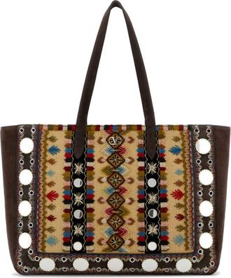 Valentino Garavani Multicolor Fabric And Suede Large NellcaTe Shopping Bag