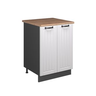 Vicco Mueble Bajo Para Fregadero Fame-line, Blanco Casa De Campo/antracita, 60 Cm, Vicco
