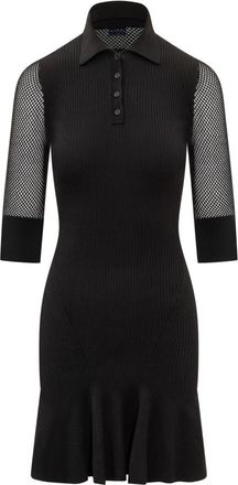 Off-white Black Shirt Collar Midi Dress