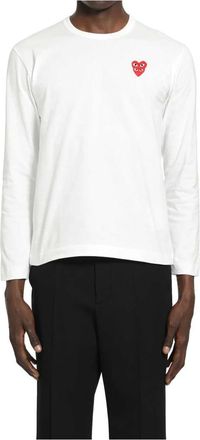Comme Des Gar&ccedil;ons Long Sleeve Tops, male, White, Size: M Heart Long Sleeve T-Shirt