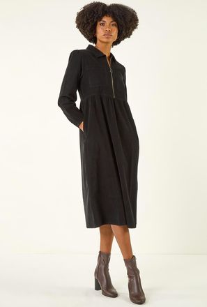 Roman Corduroy Zip Detail Midi Dress