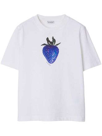 Burberry T-shirt con stampa Strawberry - Bianco