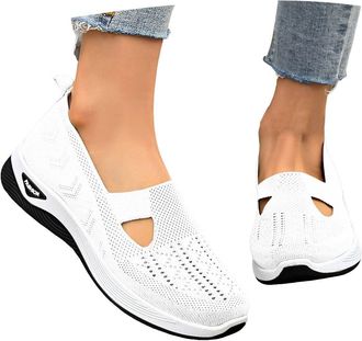 Generic Ladies Trainers Sneakers Wide Fit Shoes Womens Slip-Ins Orthopedic Walking Shoes for Women Woven Orthopedic Breathable Soft Sneaker Non-Slip Arch Supp