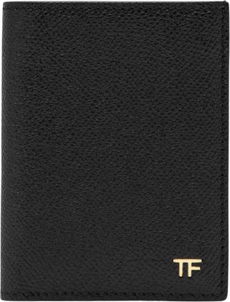 Tom Ford Vouwbare Kaarthouder - Heren - Portefeuilles - Zwart - ONE Size - Leer - Accessoires