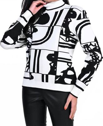 Frank Lyman Design Autumn Abstract Sweater In Black And Off-White