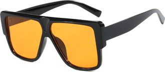 Generic Fashion Square Large Frame Sunglasses Men And Women Outdoor Driving Party Sports Vacation Sun Glasses(Orange)