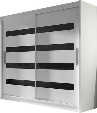 Mirjan24 Mobilier1 - Armario Closico 156, Blanco + Negro Brillante, 215x180x58cm, Puertas De Armario: Correderas, N&uacute;mero De Estantes: 0