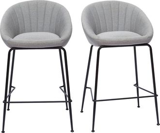 Miliboo Miliboo - Set di 2 sgabelli da bar design tessuto grigio chiaro 65 cm sheru