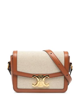 Celine 2022 Teen Canvas and Calfskin Triomphe crossbody bag - Brown