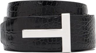 Tom Ford Textured Black Vitello Leather Belt