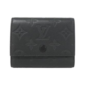 Louis Vuitton Monogram Shadow Black Leather Wallet (Tri-Fold) (Pre-Owned)