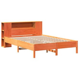 Berkfield Home Decorative Bookcase Bed Frame Wax Brown 135x190 cm Double Solid W
