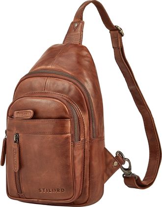 STILORD Montego 2-In-1 Mens Leather Sling Bag Crossbody Backpack Genuine Leather Chest Bag Men Large Over Shoulder Bags With Anti Theft For Travel Outdoor Eve