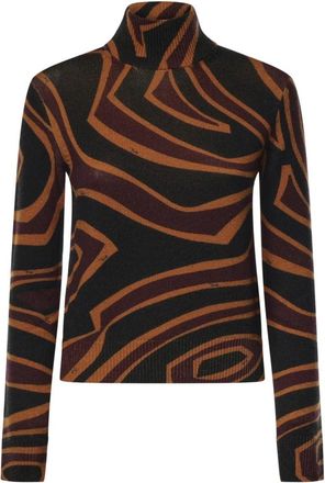 Pucci Maglione a collo alto in lana con stampa Labirinto - - Knitwear - Donna - Multicolore - S