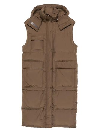Marc O'Polo hooded quilted vest - women - Goose Down/Polyamide/Polyester/Goose Feather - 34 - Brown