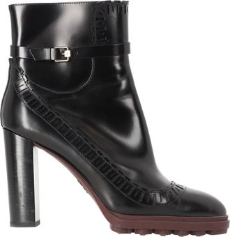 Tod's Tods enkellaarsjes met gesp, lasergesneden en glanzend leer in zwart leer