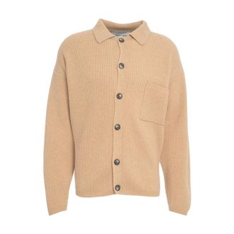 Amaranto Cardigans, male, Beige, Size: XL Ribbed Cardigan Beige Knitwear Aw25