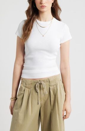 Treasure & Bond Tuckable Rib Baby Tee in White at Nordstrom, Size Xx-Large