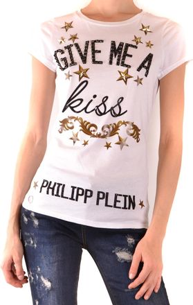 Philipp Plein Womens Star Embellished Graphic Tee - White Cotton - Size Large