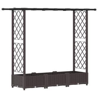 vidaXL Cama Elevada Con Trellis Y Techo Marr&oacute;n 164 X 40 X 123 Cm Pp Vidaxl