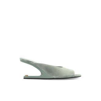 Balmain Suede Wedge Mules - Dames - Sleehakken - Groen - 35 EU - Leer - Schoenen