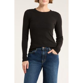 Buck Mason Surplus Long Sleeve Ribbed T-Shirt in Black at Nordstrom Rack, Size Xx-Large