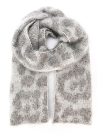 Stella McCartney leopard intarsia scarf - Grigio