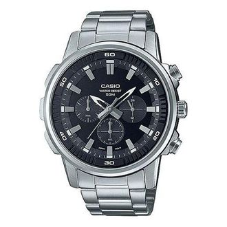 Casio Casio Dress Classic Analog Watch Black Silver MTP-E505D-1AV