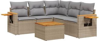 vidaXL Juego De Sof&aacute;s Jard&iacute;n Con Cojines 6 Pzas Rat&aacute;n Sint&eacute;tico Beige Vidaxl