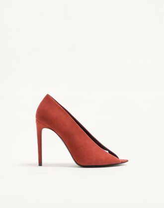 Valentino Garavani D&eacute;collet&eacute; Open Toe R&eacute;v&eacute;l&eacute; In Camoscio 105Mm Donna RUGGINE 36.5