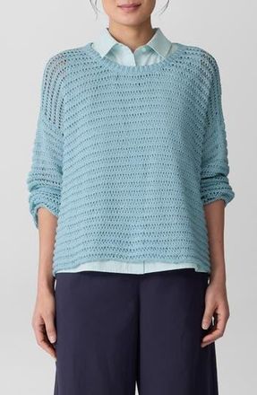 Eileen Fisher Crewneck Oversize Organic Cotton Sweater in Pale Sky at Nordstrom Rack, Size Xx-Small