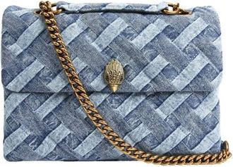 Kurt Geiger denim crossbody tas Kensington Large blauw