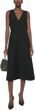 Fendi Zijden en wollen jurk - Dames - Casual kleedjes - Zwart - M - Wol - Kleedjes