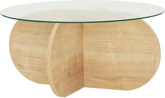 Dmora Mesa De Caf&eacute; Doliveir, Mesa De Centro Baja, Revistero Para Sof&aacute;, Estante De La Sala De Estar, 75x75h35 Cm, Roble - Dmora