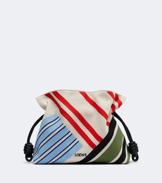 Loewe Clutch Flamenco Medium de lona bordado a rayas