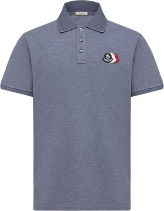 Moncler Triple Logo Poloshirt - Heren - Polos - Blauw - S - Katoen - Tops