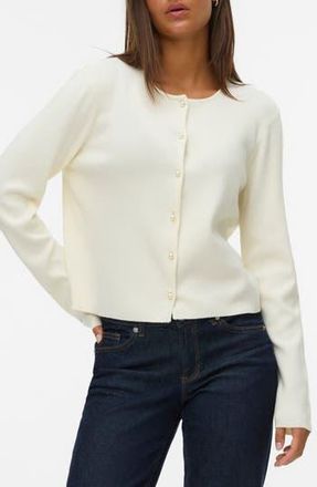 Vero Moda Kristi Faux Pearl Button Cardigan in Birch at Nordstrom Rack, Size X-Small