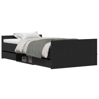 Berkfield Home Modern Bed Frame without Mattress Black Oak 90x200 cm Engineered Wood
