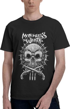 Generic Mens White Music Band Motionless Comfortable Short-Sleeved Shirts Hard-Wearing and Fashion-Forward Tops Loungewear and Athletic Shirts Black 4XL