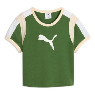 Puma (WMNS) PUMA Graphics Ringer Baby T-Shirt Earthy Green 636621-68