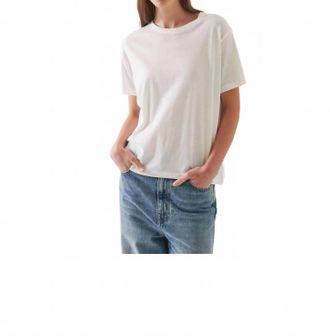 Patrick Assaraf Short Sleeve Iconic Boyfriend Crew Top In White