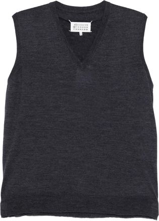 Maison Margiela Gilet in lana con scollo a V - Blu