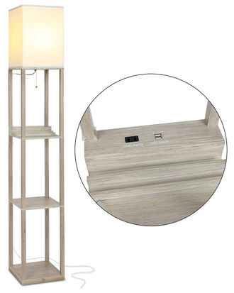 Brightech Brightech Maxwell Natural Led Shelf Floor Lamp With Usb Port
