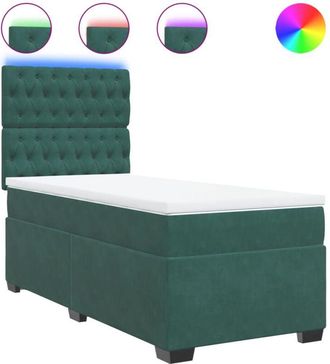 vidaXL Vidaxl - Cama Box Spring Con Colch&oacute;n Terciopelo Verde Oscuro 90x200 Cm