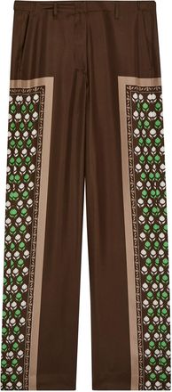 Tory Burch Printed Straight-leg Silk Trousers - Brown - 12 (UK16 / XL)